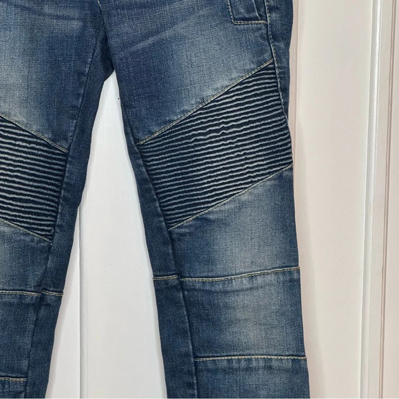 Pierre Balmain panelled distressed jeans motto biker Made in Italy size 27 - Picture 7 of 16
